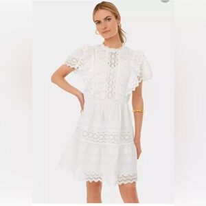 Sea New York Georgina embroidered eyelet tunic dress white size small